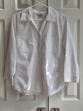 croft & barrow White Button Down Shirt with Roll Up Sleeves